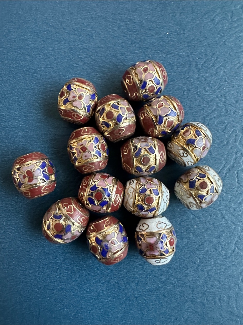 NEW listing - Vintage Cloisonné Barrel Beads Bundle A